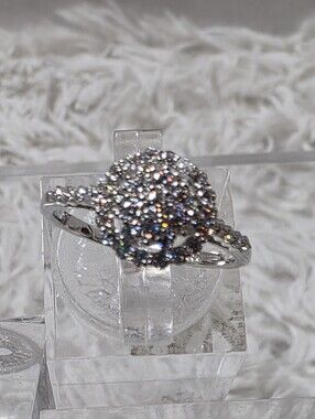Moissanite Sterling Silver Petite Cluster Ring